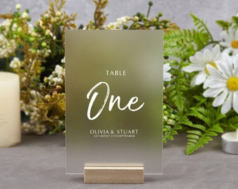 Signe acrylique de numéros de table de mariage, signe de table de mariage minimaliste moderne, numéro de table de mariage, signe de réception de table de mariage, décor de mariage