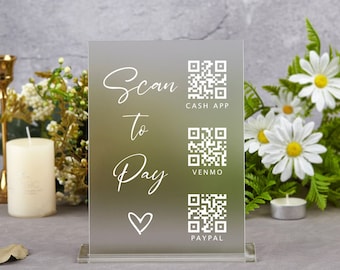 Arch Scannable QR Code Payment Table Sign, Scan to Pay Sign, Frosted Acrylic Business Sign, Small Business Sign, Paypal, Venmo, CashApp
