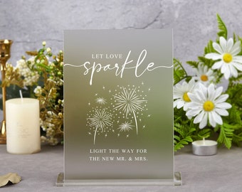 Let Love Sparkle Sign, Sparkler Send Off Wedding Sign, Signe de mariage minimaliste moderne, Décor de mariage