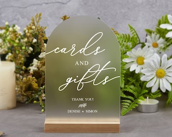 Signe de cartes et de cadeaux, signe de table de mariage minimaliste moderne, signe de cadeau de table de mariage, décor de mariage