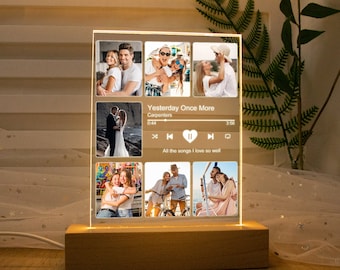 Custom Photo Music Plaque Personalised Song Plaque Playlist Streaming Boyfriend Girlfriend Photo Frame Art Decoration Music Prints