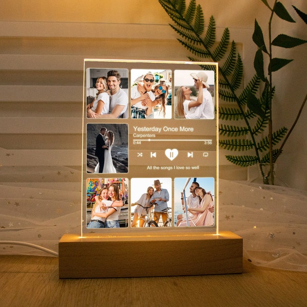 Custom Photo Music Plaque Personalised Song Plaque Playlist Streaming Boyfriend Girlfriend Photo Frame Art Decoration Music Prints