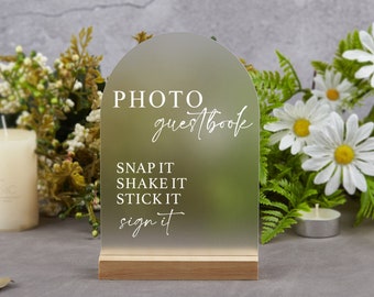 Arch Guest Book Sign, Photo Guestbook Sign, Polaroid Wedding Sign, Guestbook Acrylic Sign, Snap It Shake It Sign It