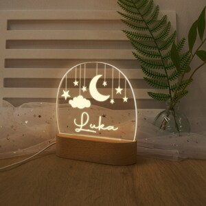 Custom Moon and Star Nightlight ,Personalized Clouds Night light With Name, Baby Bedroom Night Light, Newborn Gift, Mom Gifts, Nursery Decor image 3