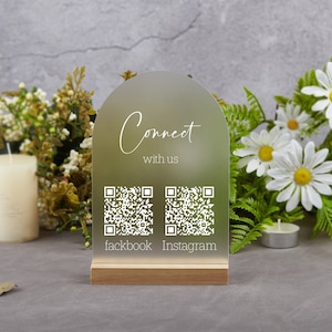 Connect with Us Social Media QR Code Sign, Let&#39;s Get Social Sign, Business Sign, QR Code Sign, Facebook, Instagram Sign