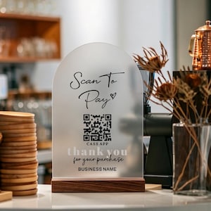 Scan To Pay Acrylic Sign, Social Media QR Code Sign, Business Mini QR Code Sign, Paypal Payment Sign, Venmo Sign, Business Sign