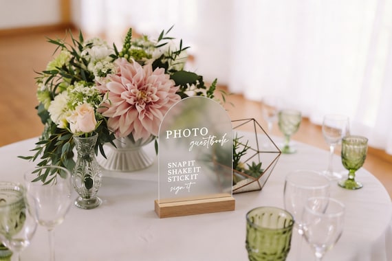 Arch Guest Book Sign, Photo Guestbook Sign, Polaroid Wedding Sign, Guestbook Acrylic Sign, Snap It Shake It Sign It