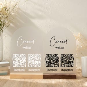 Connect with Us Social Media QR Code Sign, Let's Get Social Sign, Business Sign, QR Code Sign, Facebook, Instagram Sign