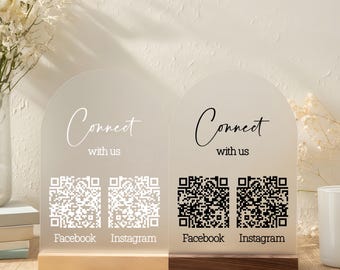 Connect with Us Social Media QR Code Sign, Let's Get Social Sign, Business Sign, QR Code Sign, Facebook, Instagram Sign