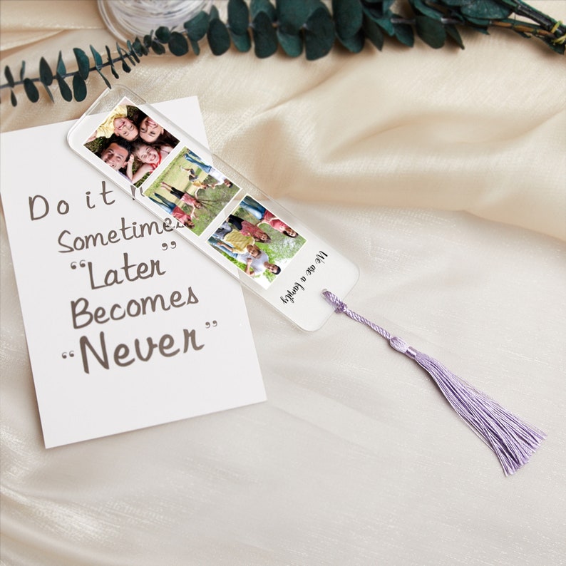 Custom Photo Bookmark with Tassel, Personalized Picture Bookmark, Photo Bookmark, Add your own 3 Photos, Christmas Gifts, Gift For Her zdjęcie 4