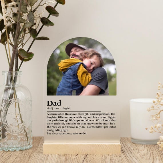 Personalized Photo Night Light, Dad Photo Gift, Customized Frame & Photo, Christmas Gift for Dad from Daughter, Best Dad Gift, Gift for Dad