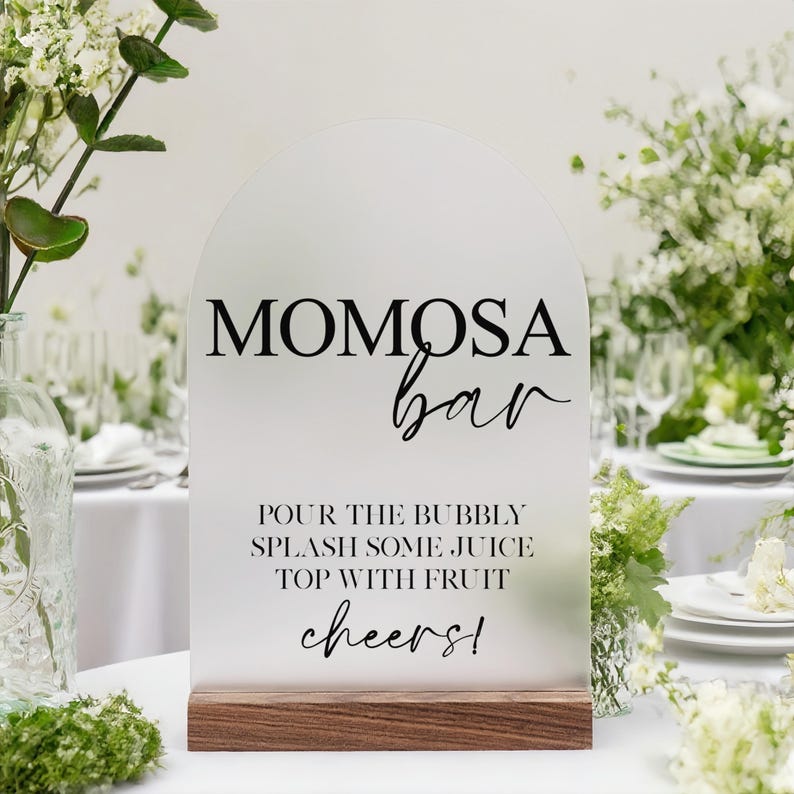 Minimalist Momosa Bar Sign, Arch Acrylic Modern Mimosa Bar Sign, Baby Shower Mimosa Bar Sign,Bridal Shower Sign image 4