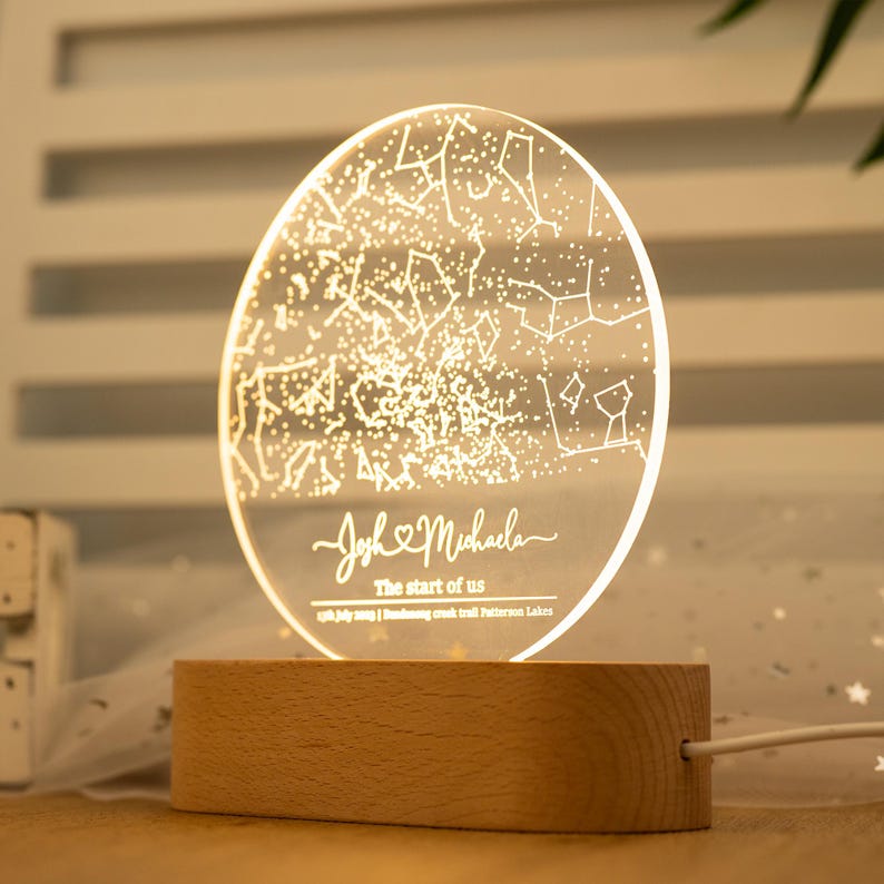 Buy Custom Star Map by Date Nightlight, Star Map LED Desk Lamp ...