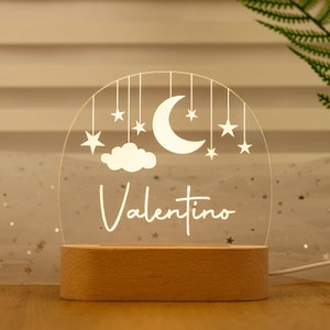 Custom Moon and Star Nightlight, Personalized Clouds Night light With Name, Baby Bedroom Night Light, Newborn Gift, Kids Gift, Nursery Decor