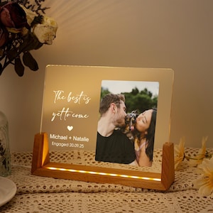 Engagement Gifts for Couple, Personalized Couple Photo Light, Engagement Frame Lamp, Engagement Keepsake Gift, Anniversary Engaged Gift