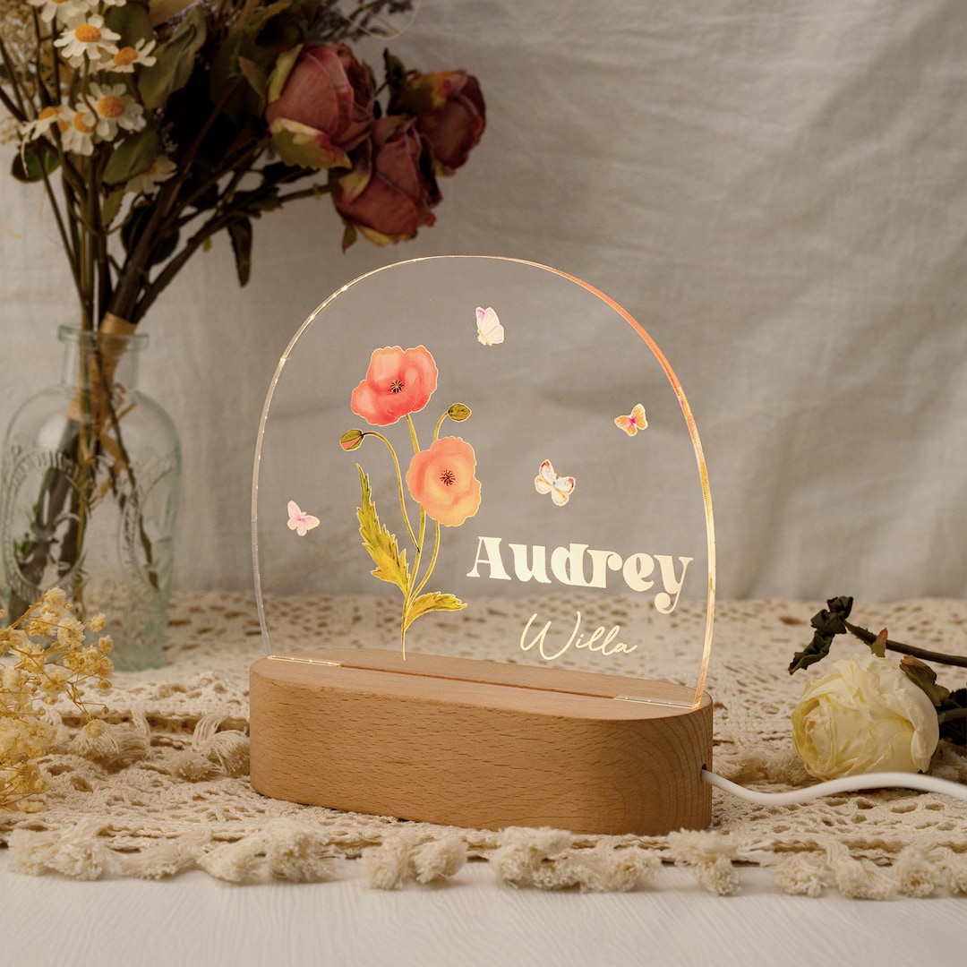 You Are My Beautiful Flower - Personalized Round Base LED Night Light main image 0
