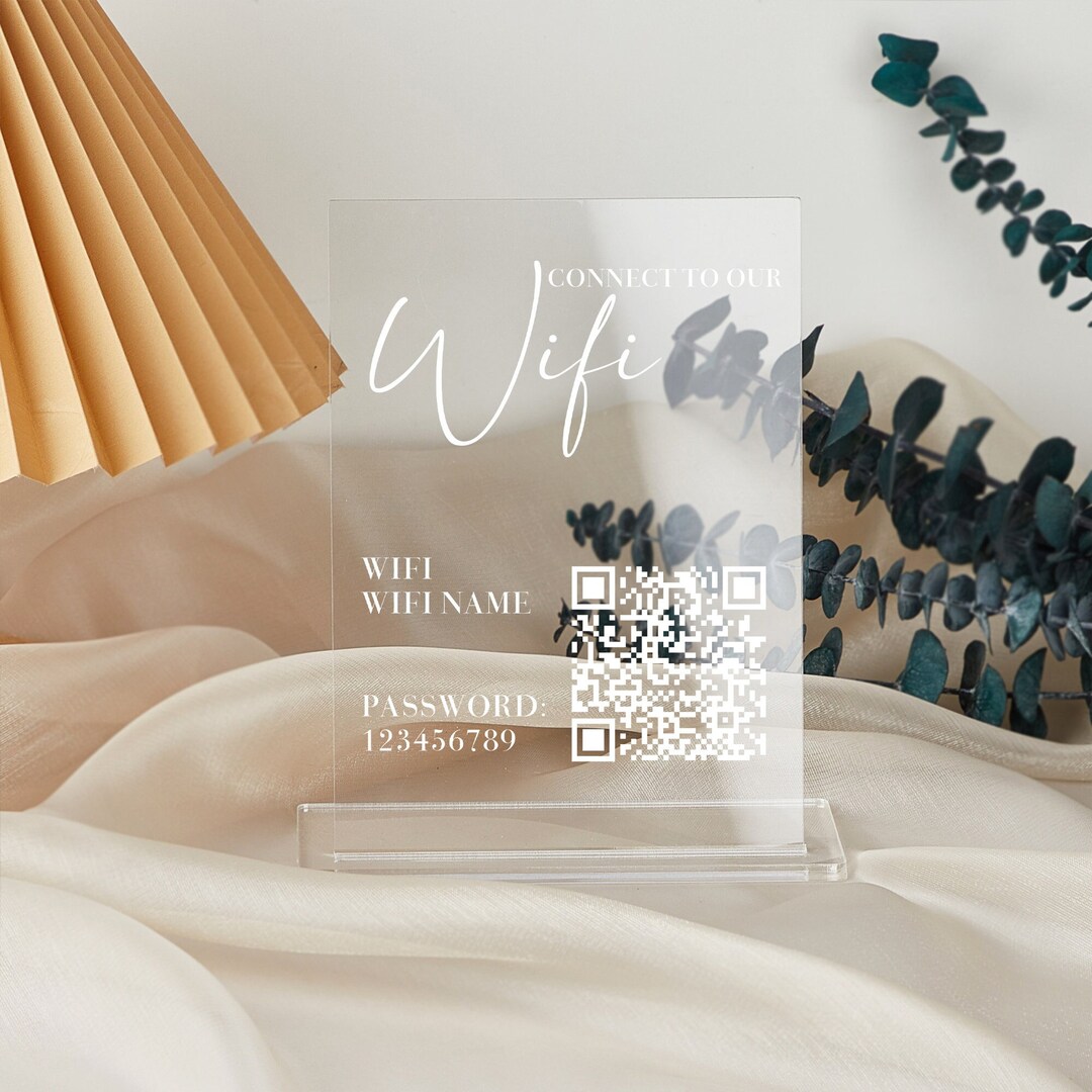 Wifi Acylic Sign, Wifi Acrylic Block Plaque Password QR Code, Office ...