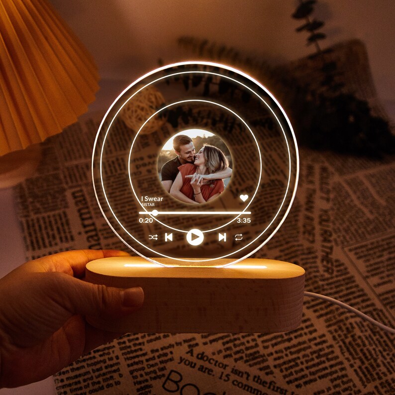 Personalized Music Record LED Night Light,custom Photo Own Music Art ...