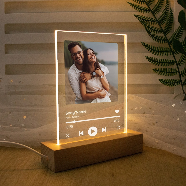 Custom Photo Music Plaque,Personalized Photo Frame,Album Cover Song Plaque,Music Photo Name Night Lamp,Photo and Music Gift, Music Prints image 3