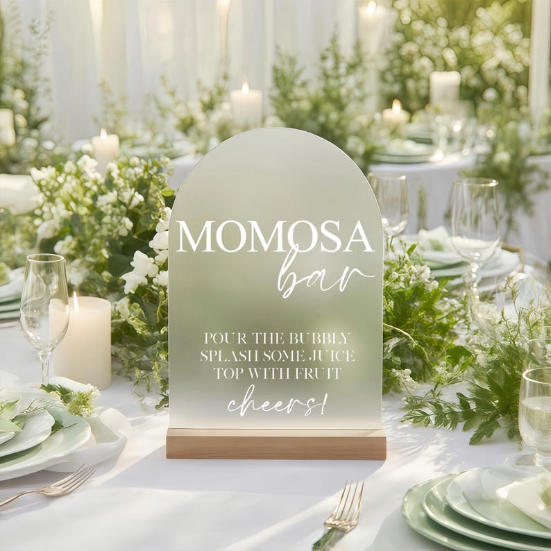 Minimalist Momosa Bar Sign, Arch Acrylic Modern Mimosa Bar Sign, Baby Shower Mimosa Bar Sign,Bridal Shower Sign image 5