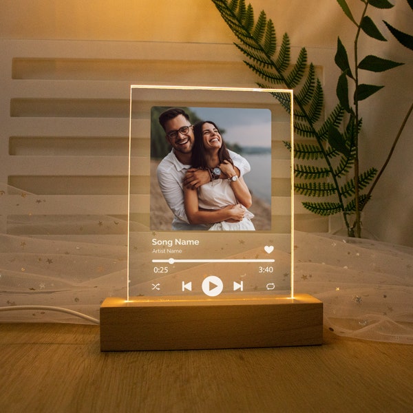 Custom Photo Music Plaque,Personalized Photo Frame,Album Cover Song Plaque,Music Photo Name Night Lamp,Photo and Music Gift, Music Prints