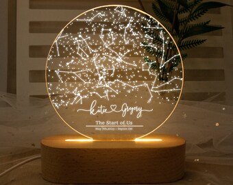 Custom Star Map by Date Nightlight, Star Map LED Desk Lamp,Personalized Constellation Map,Night Sky by Date,Gift for Her,Mother's Day Gift