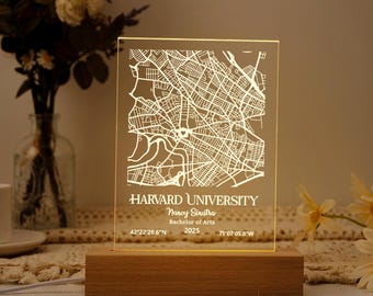 Custom Campus Map Night Light, Graduation Gifts for Her, University Map LED Acrylic Lamp, Class of 2025 College Graduation