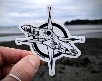 Vancouver Island Compass Sticker - West Coast - Pacific Northwest - Nature