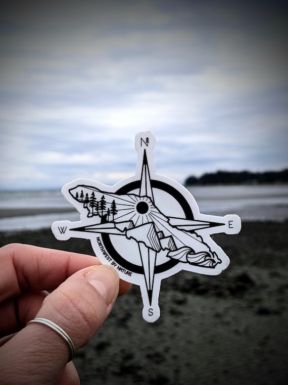 Vancouver Island Compass Sticker - West Coast - Pacific Northwest - Nature