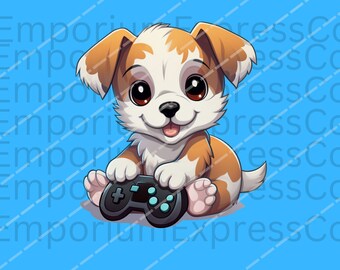 Pegatina imprimible de cachorro, pegatina de cachorro de juego, pegatina adorable DIY, pegatina DYI para teléfono, portátil, mochila, descarga instantánea