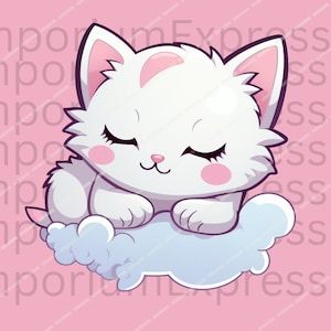 Cute Cat Printable Sticker . Sleeping Cat , Animal Sticker , DYI Sticker For Phone , Laptop , Backpack , Instant Download