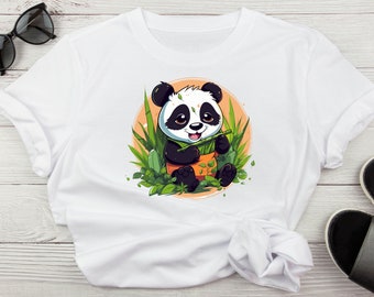 Panda Eating Bamboo Shirt, Panda Lover T-Shirt , Adorable Animal Tee with Bamboo Design, Gift for Panda Lovers and Wildlife Admirers