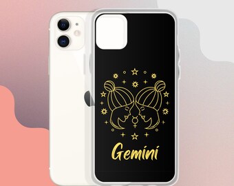 Funda de iPhone Géminis, Funda de signo del zodíaco, Funda de arte abstracto del zodíaco, Funda de teléfono para iPhone 15 14 13 12 11 Pro Max XR XS