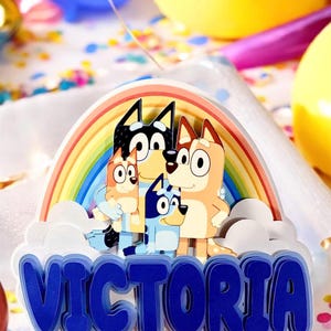 Blue dog cake topper