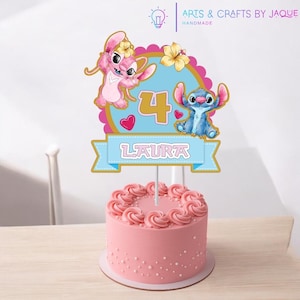 Stitch and Angel Cake Topper – Personalized Birthday Party Decoration — Custom Printable or Handmade Party Decor — Stitch and Angel Birthday