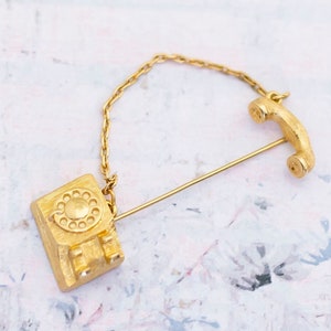 Vintage Telephone Gold Tone Stick Pin by Avon - BB13