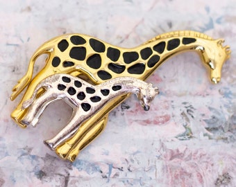 Vintage Mother Giraffe Brooch by TC - BB18