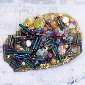 Vintage Art Deco Abstrakte Bunte Steine Stilvolle Brosche - BB3
