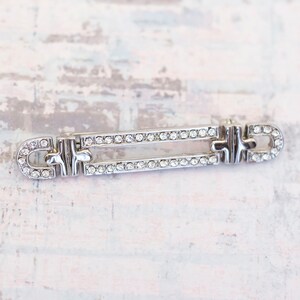 Vintage Silver Tone Popsicle Shape Elegant Rhinestone Brooch - BB11