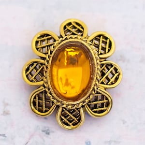 Vintage Sapphire Yellow Sunflower Brooch - BB18