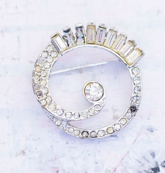 Broche Vintage Strass étincelants - Occasion - Accessoire Brillant Pour Veste Ou Robe