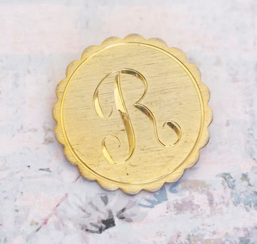 Vintage Gold Tone Engraved Letter R Circular Victorina Brooch - BB5 - Etsy