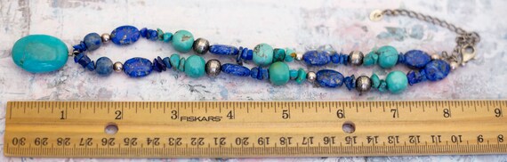 Vintage Turquoise Stone Beaded Necklace 18 Inch -… - image 3