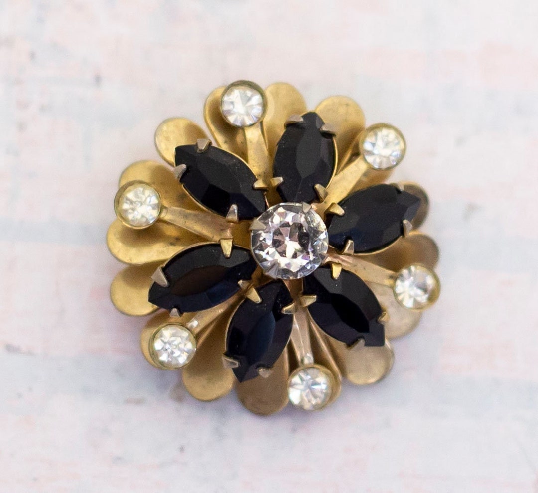 Broche Vintage Plaque ORIA Style Art Nouveau 1900 - Or, Perle Et Strass - Occasion - Thème Victorien