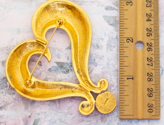 Vintage Spiral Heart Gold Tone Love Brooch by Avo… - image 2