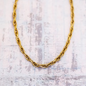 22 inch, Vintage Rope Chain Link Gold Tone Intricate Chain Necklace by Park Lane - BB29