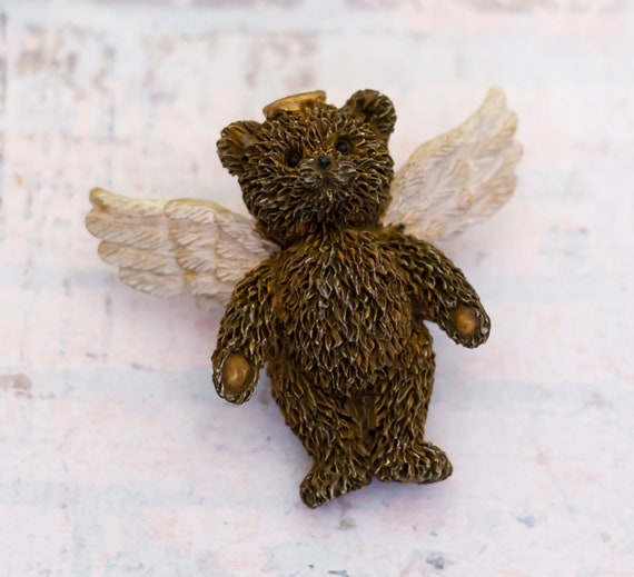Vintage Adorable Angelic Teddy Bear Brooch - BB5 - image 1