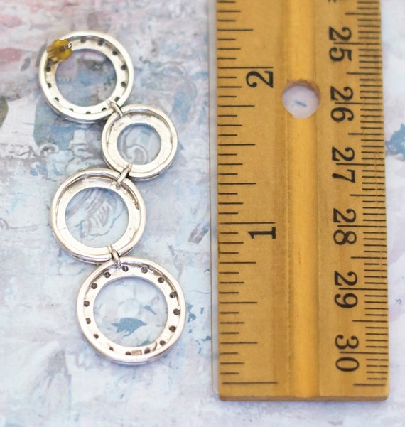 Vintage Stack Circles Silver Tone Dangle Earrings… - image 2