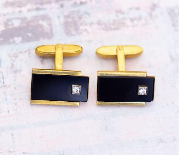 Vintage Black Simple Rectangular Shape Elegant Rh… - image 1