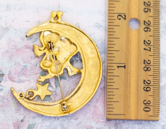 Vintage Moon Angels Star Gold Tone Brooch - BB12 - image 2